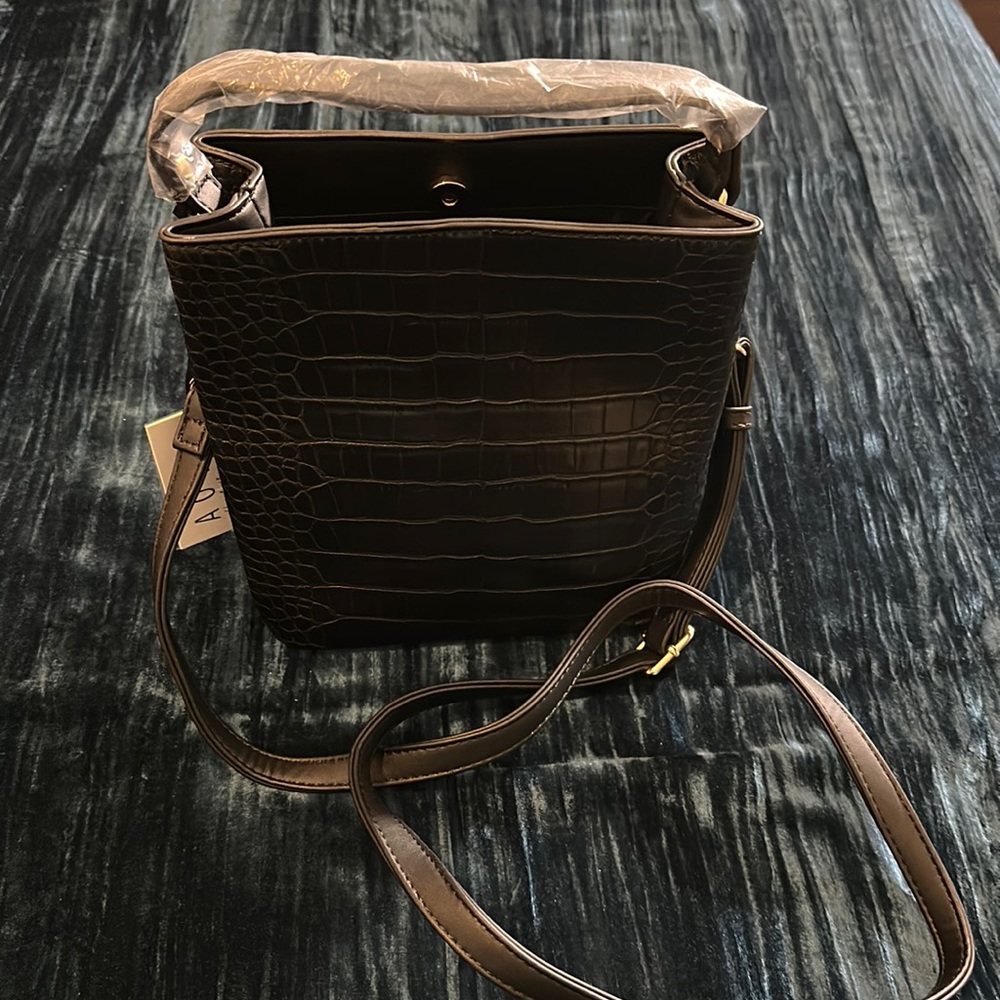 Black Vegan Leather Bucket Bag